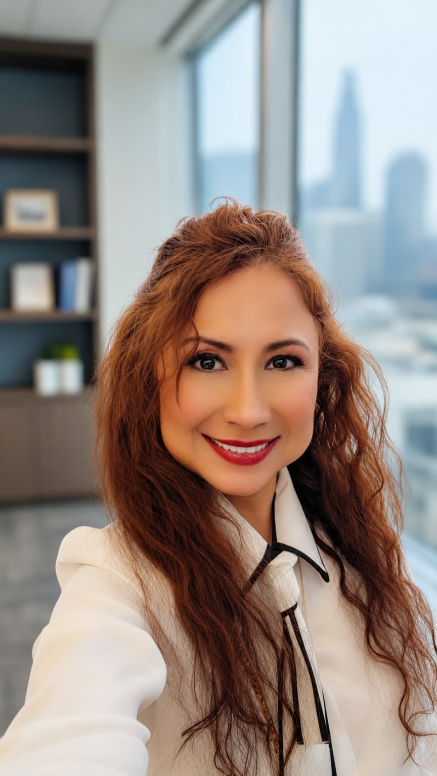 Claudia P. Ceron smiling in her office